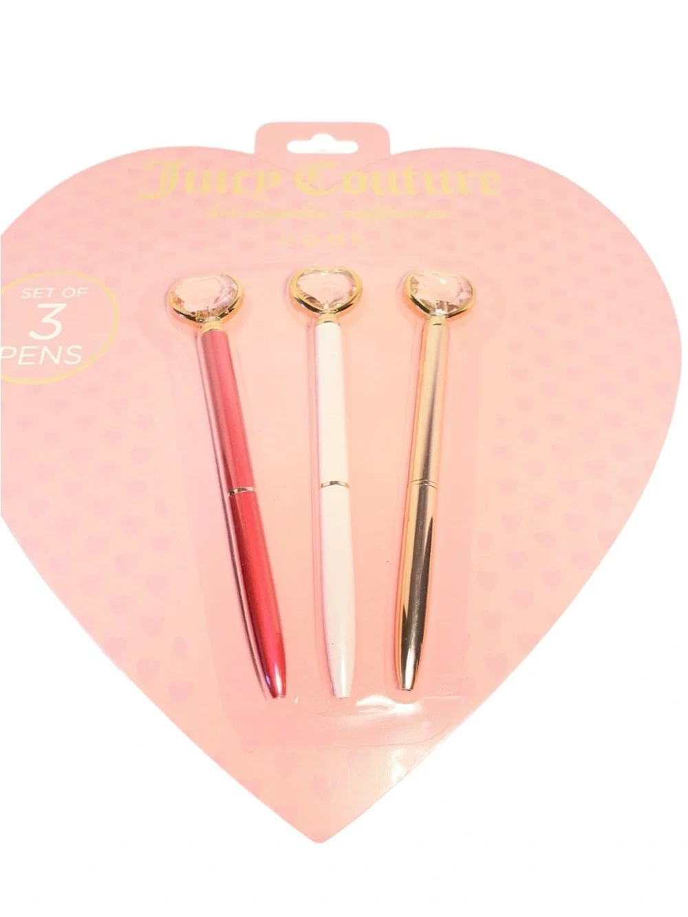 Juicy Couture Set of 3 Pens Rhinestone Heart Top - NWT **